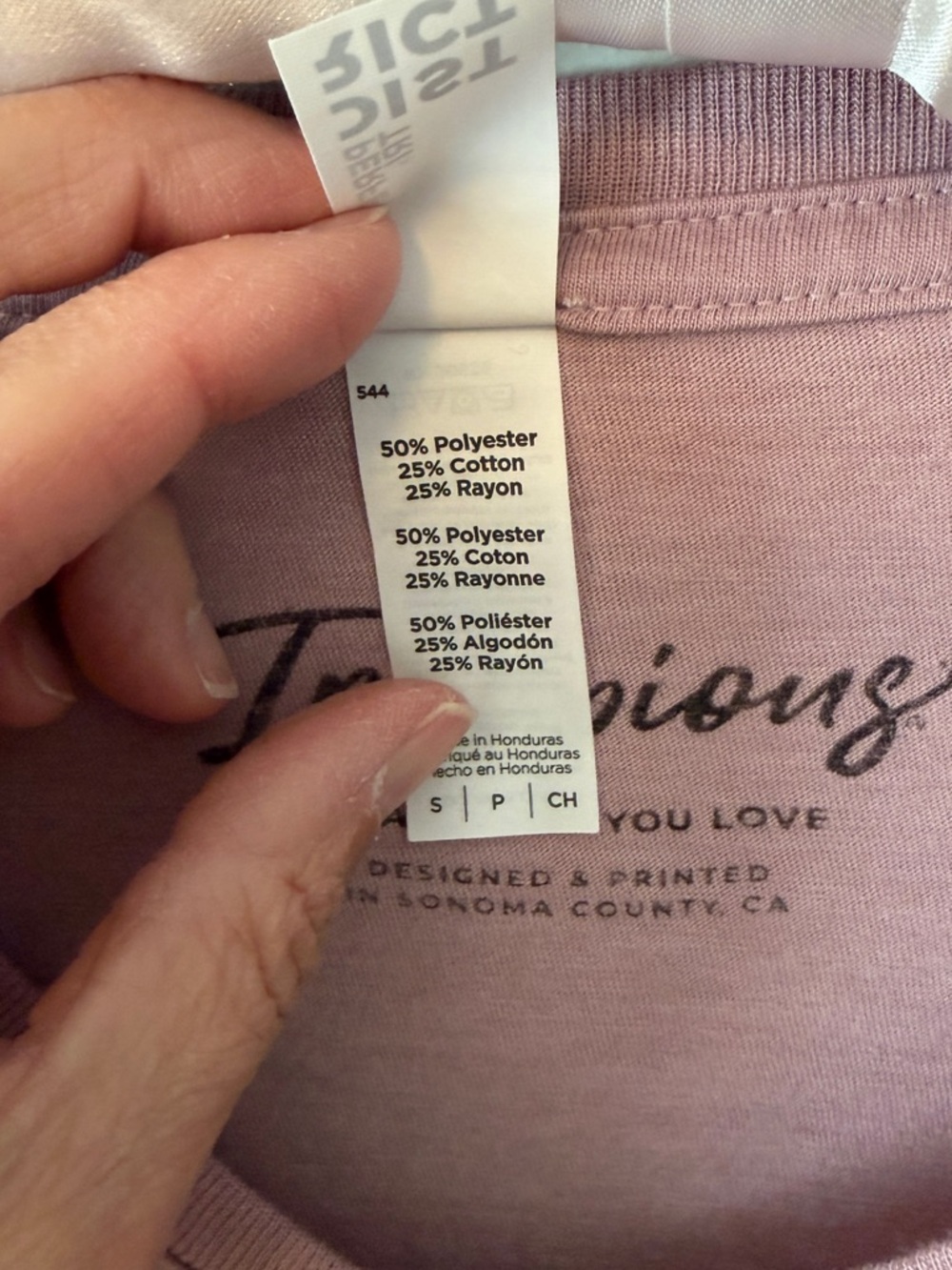 Women's Dog Graphic V-Neck T-Shirt - Dusty Mauve #0112 - Picture 5 of 6